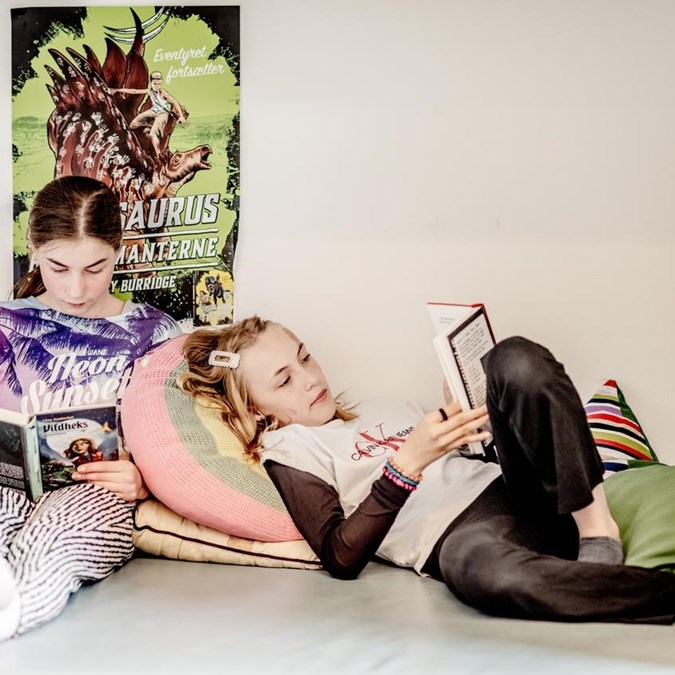 To koncentrerede piger læser bøger