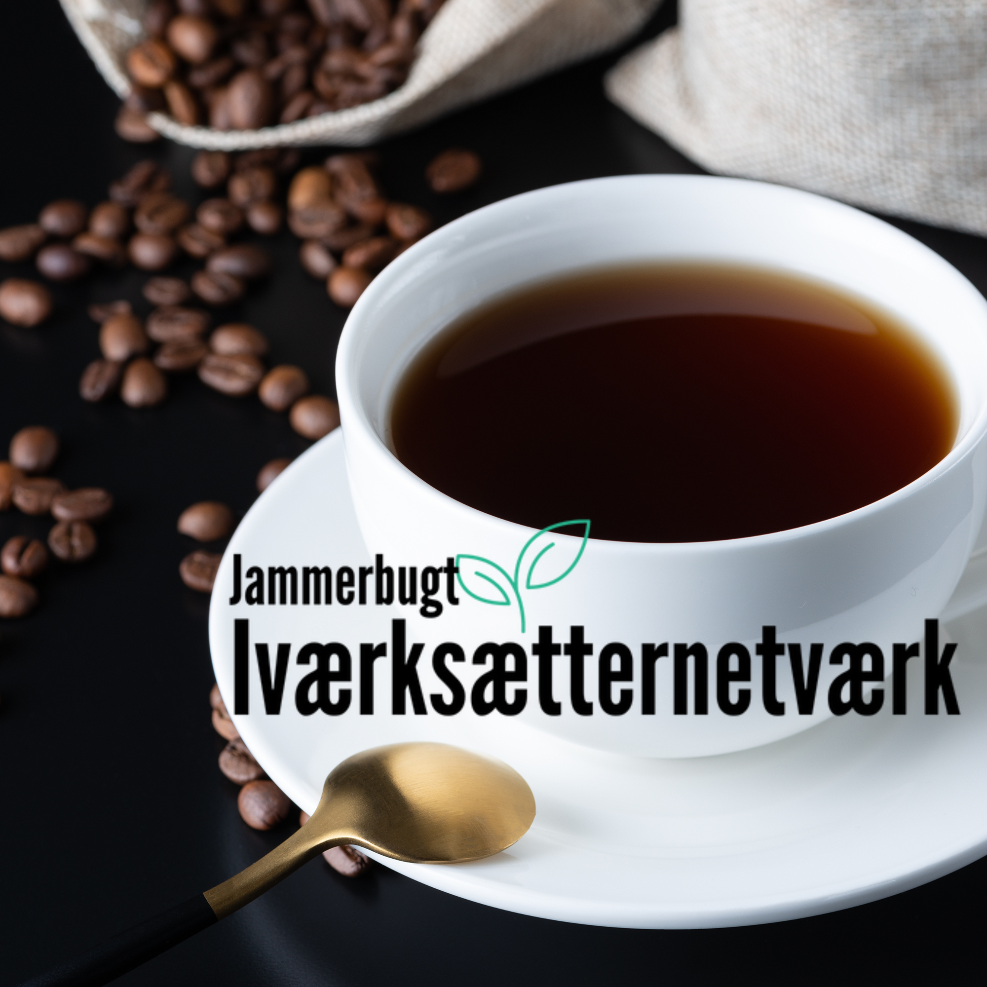 Kaffekop med teksten Jammerbugt Iværksætternetværk