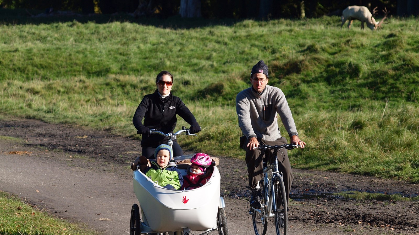 Familie på cykeltur