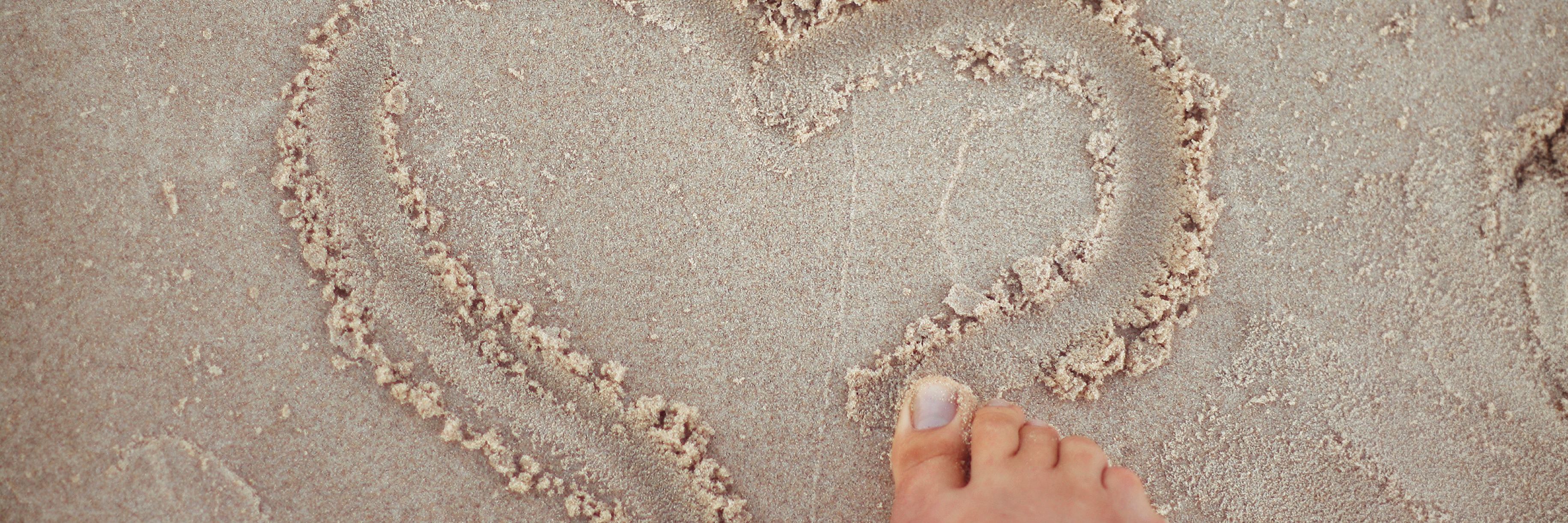 hjerte i sand