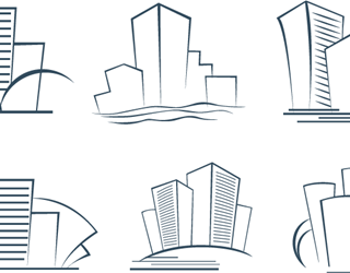 Piktogrammer af bygninger