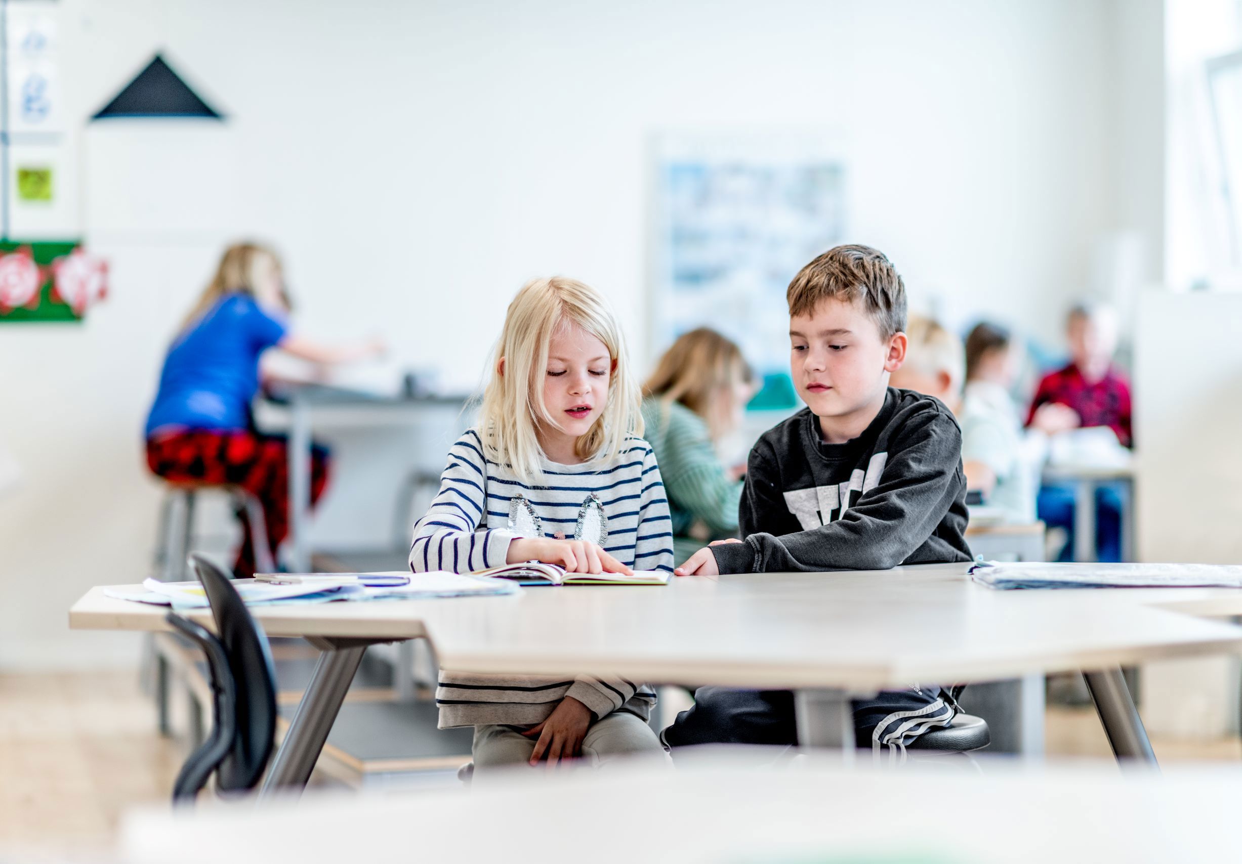 Trekronerskolen to elever ved bord