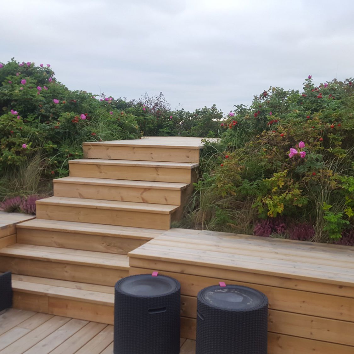 terrasse med trapper op i klitter