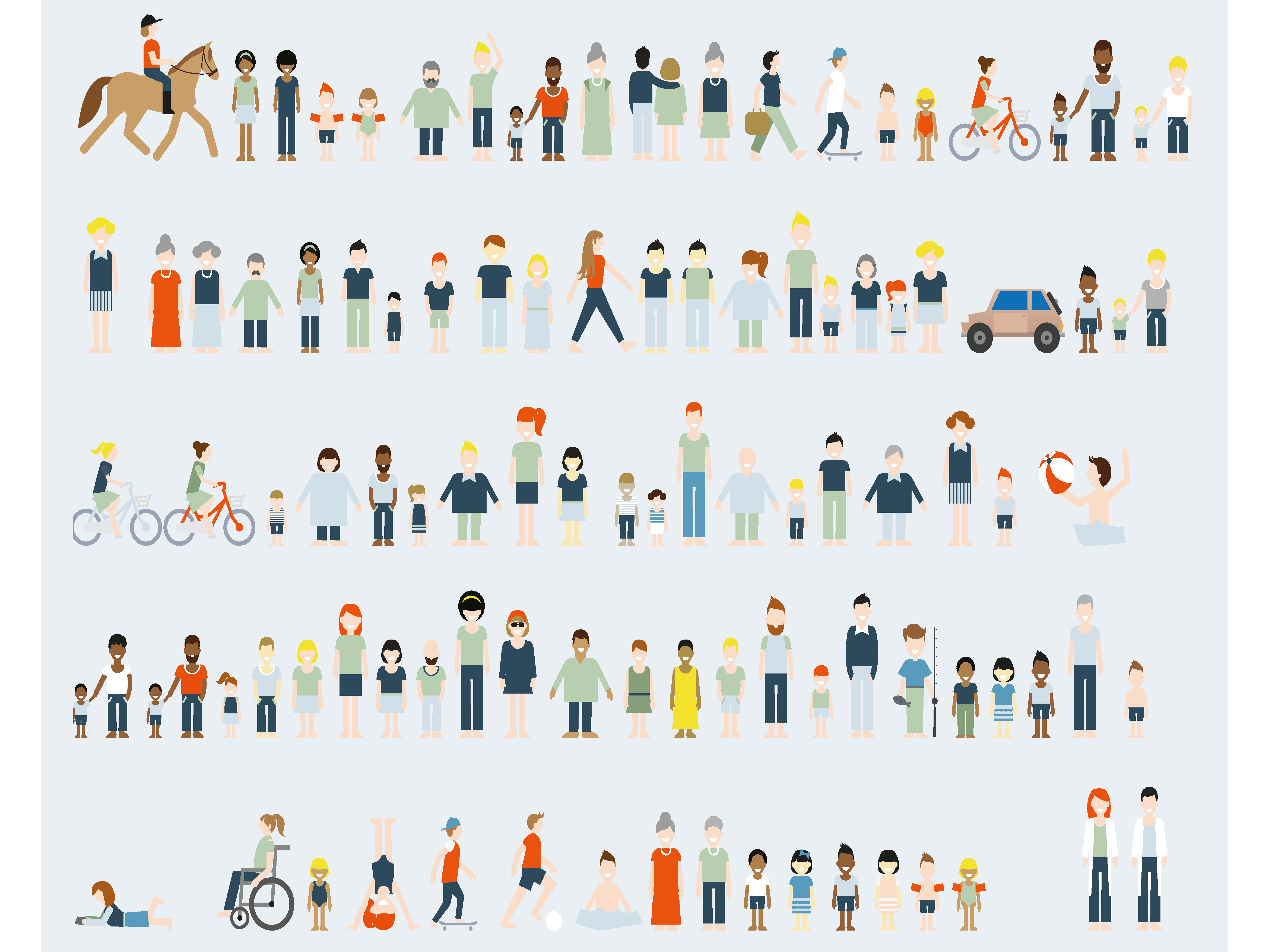 Grafik af mange forskellige mennesker