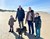 Anne Sofie, Thomas, to børn og hund på stranden