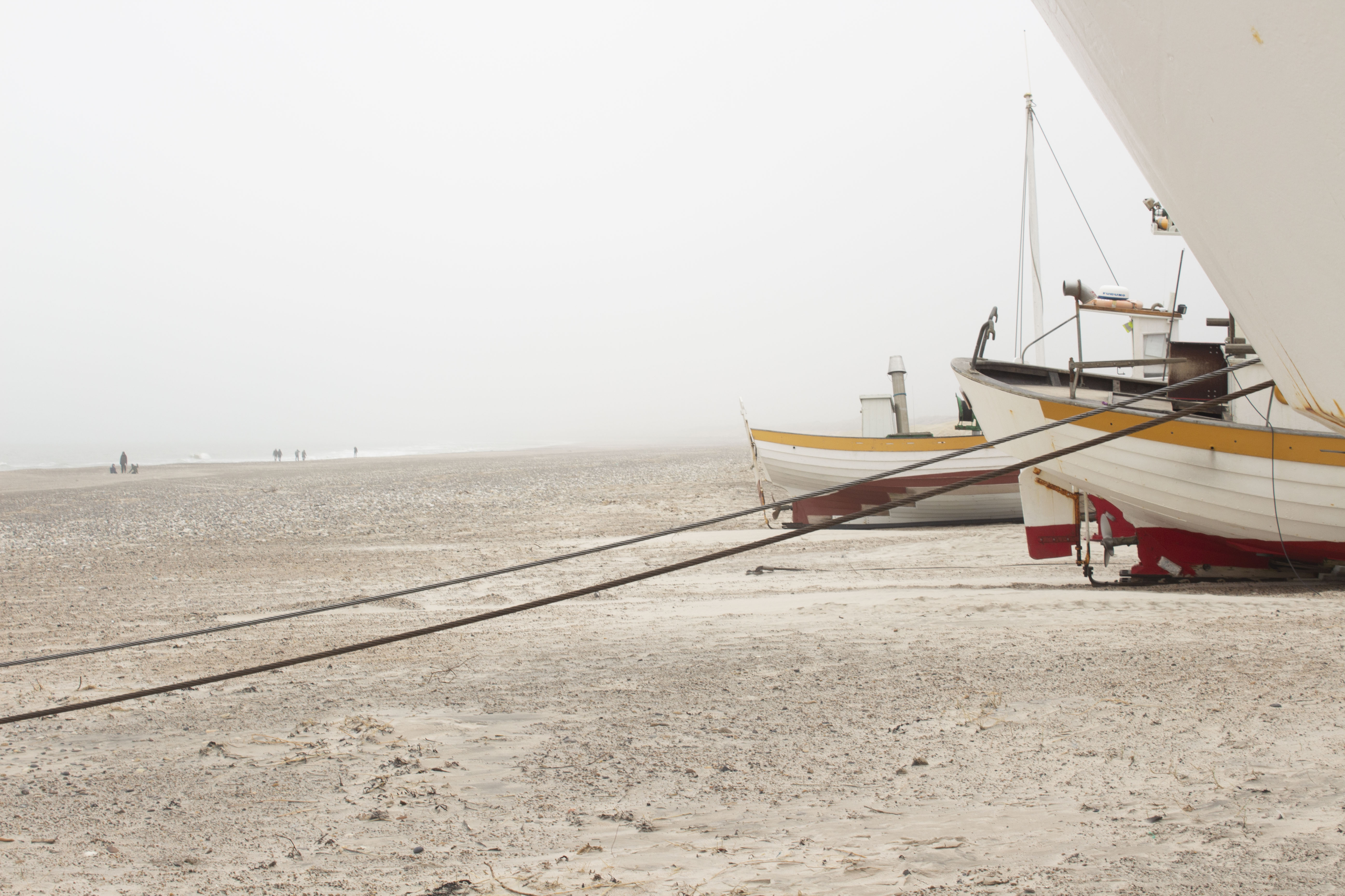Fiskekuttere på stranden på Slettestrand