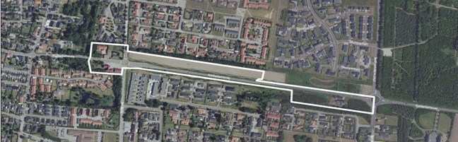 Lokalplanområdet langs Kattedamsvej i Aabybro.
