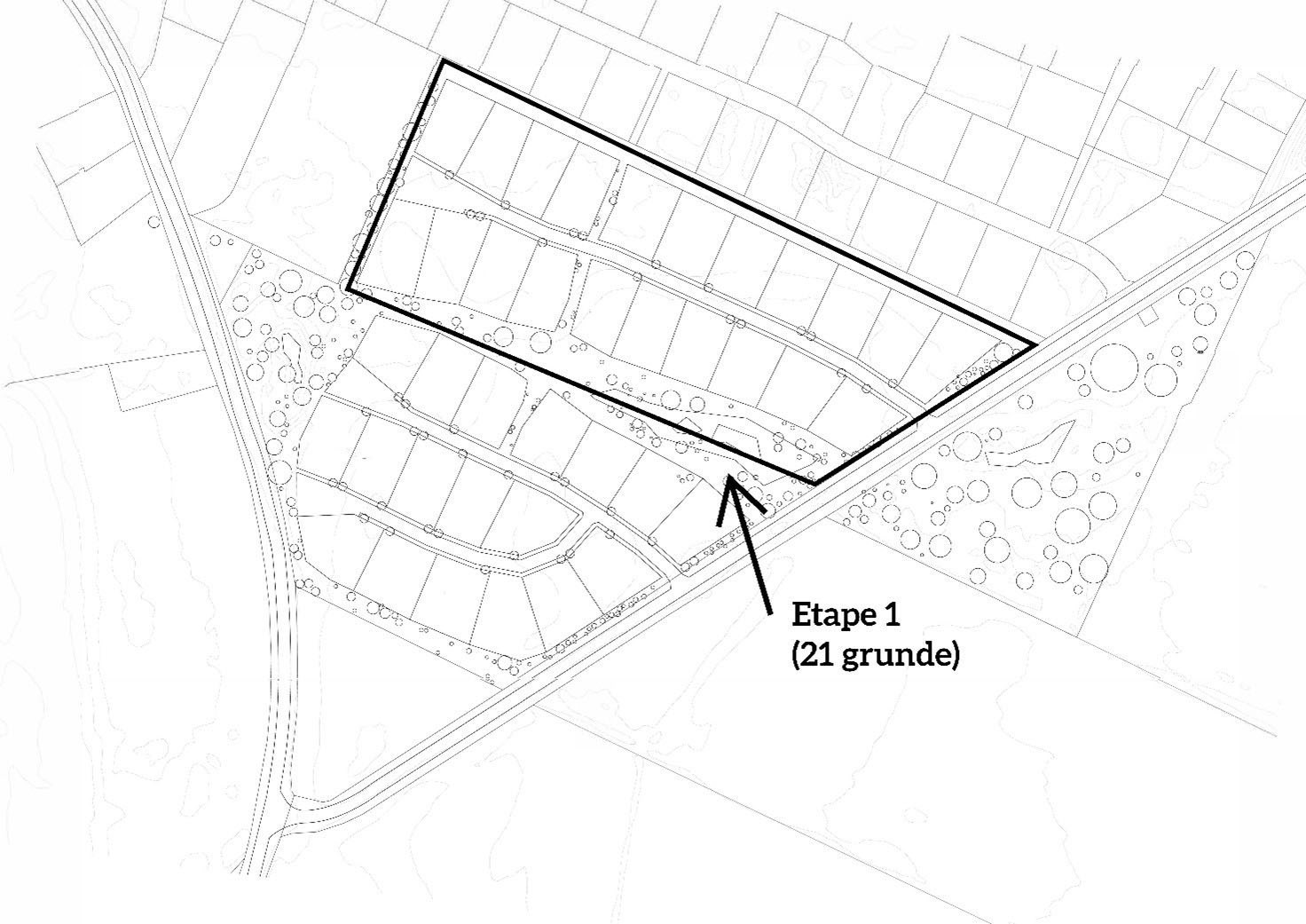 21 nye parcelhusgrunde i Nørhalne på kort