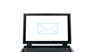 Computer med symbol der forestiller et brev