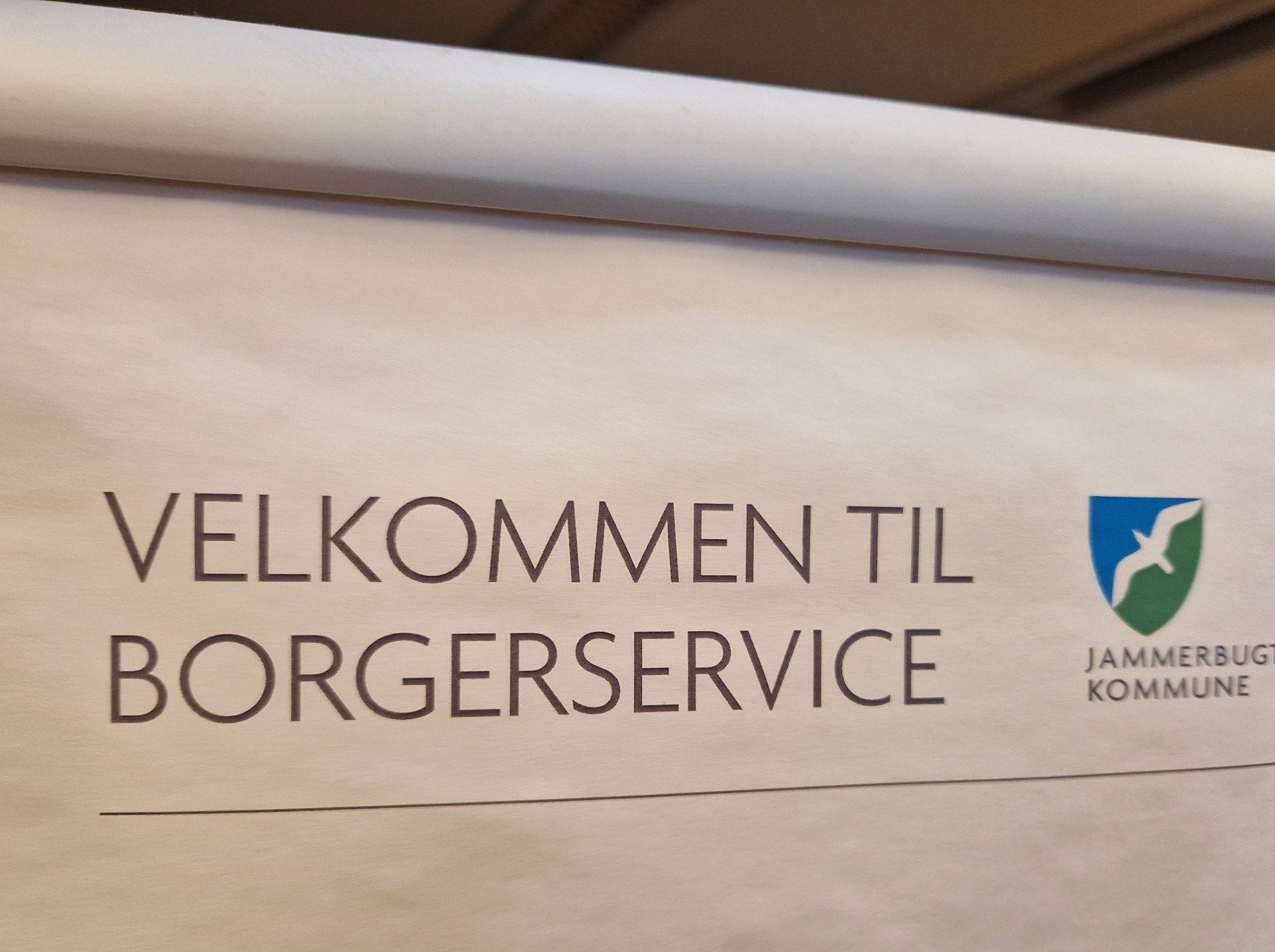 Skilt med Velkommen til Borgerservice