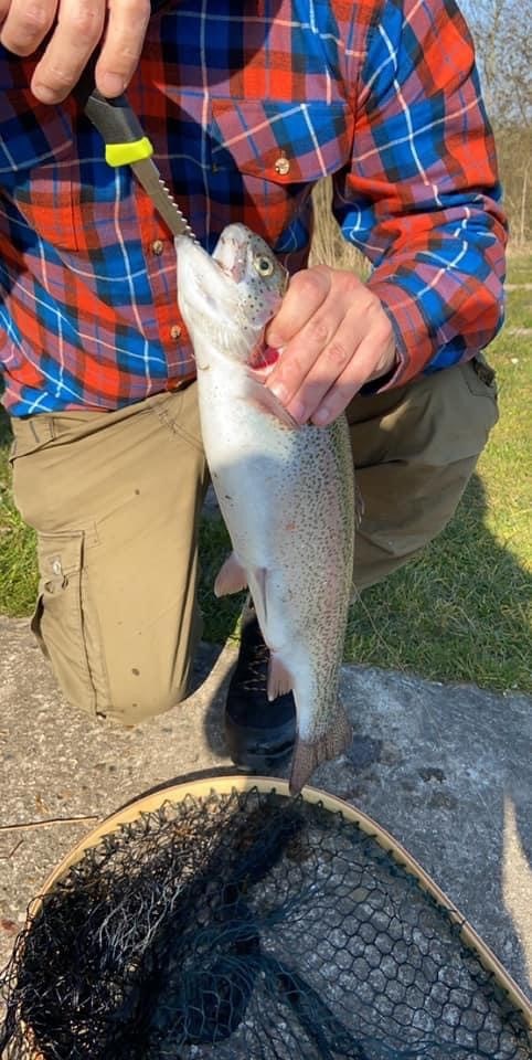 Mand klargør nyfanget fisk