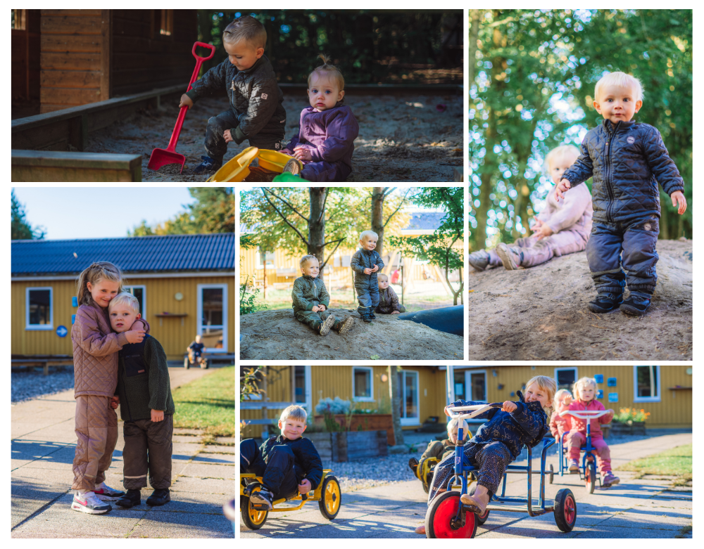 Glade børn på legepladsen ved Klim Fribørnehus