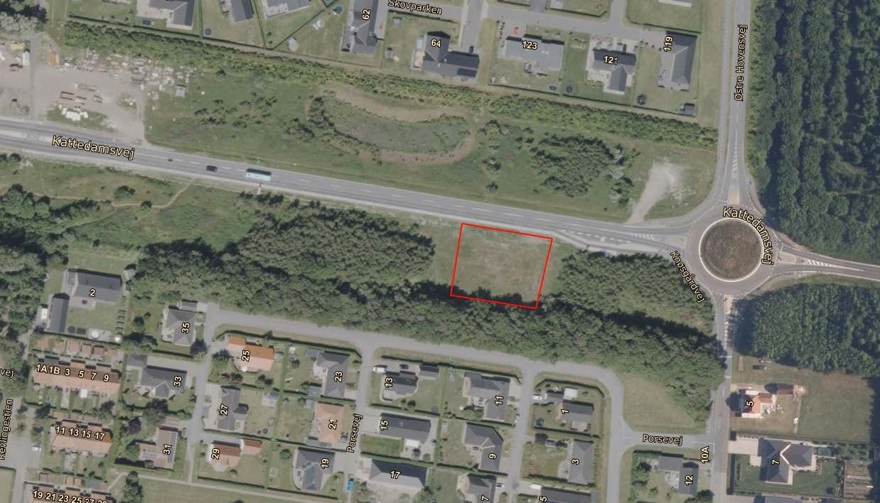 Projektarealet i Aabybro markeret på kort