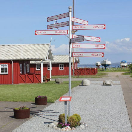 Skilte stander med afstande til kendte byer