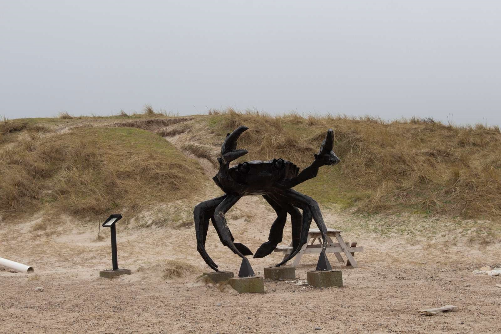 Skulpturen Krabben ved Slettestrand
