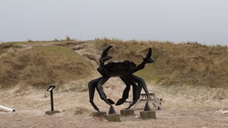 Skulpturen Krabben ved Slettestrand
