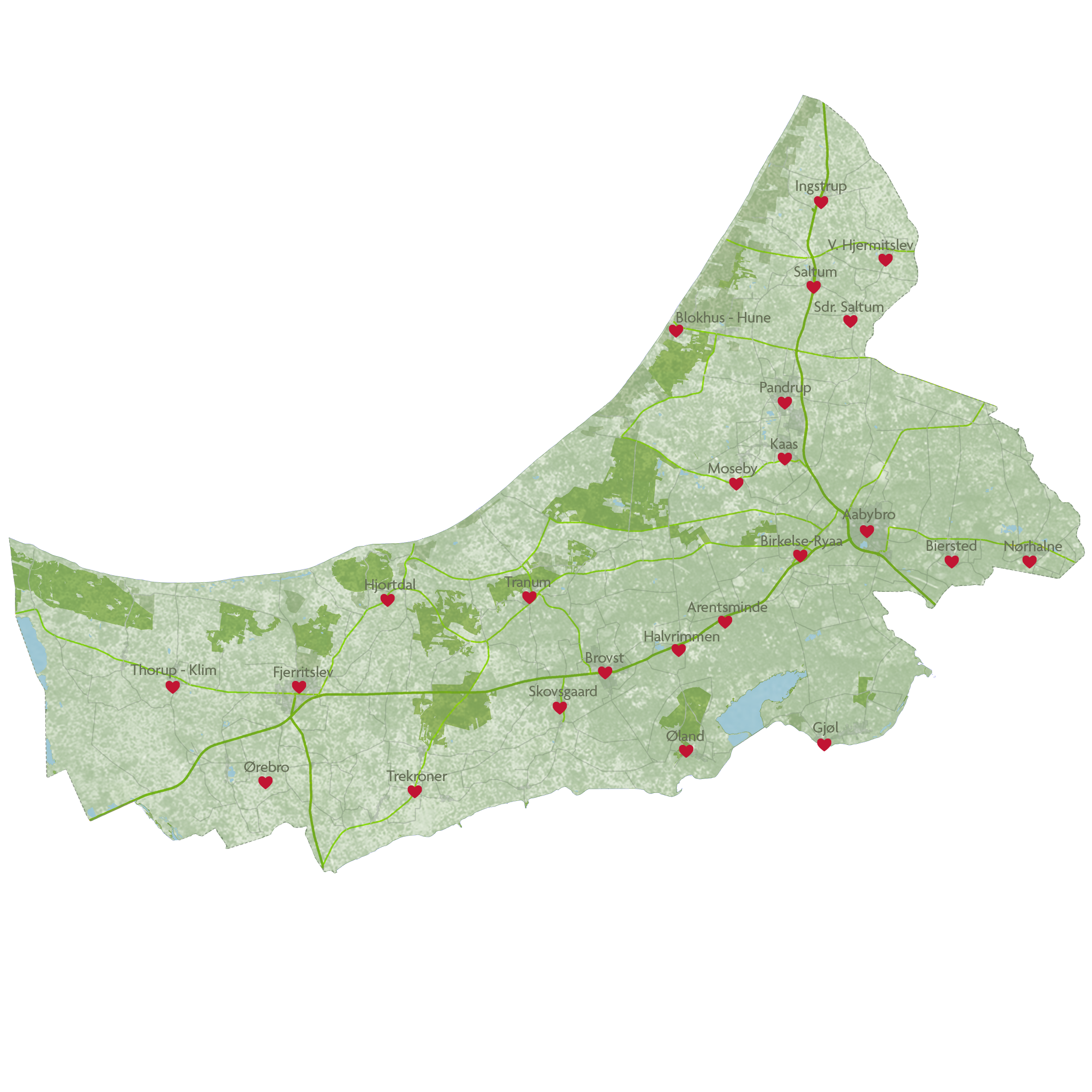 Kort over landdistriktsområder
