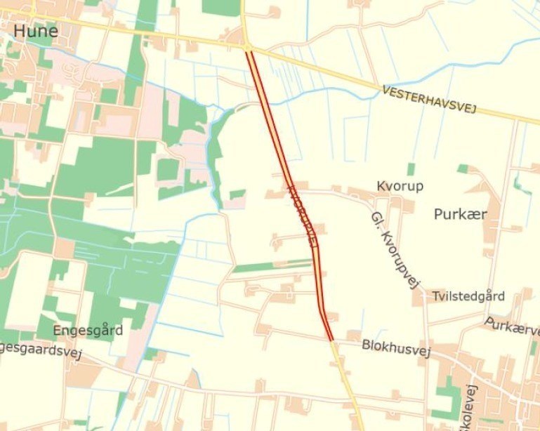 Cykelsti langs Kvorupvej