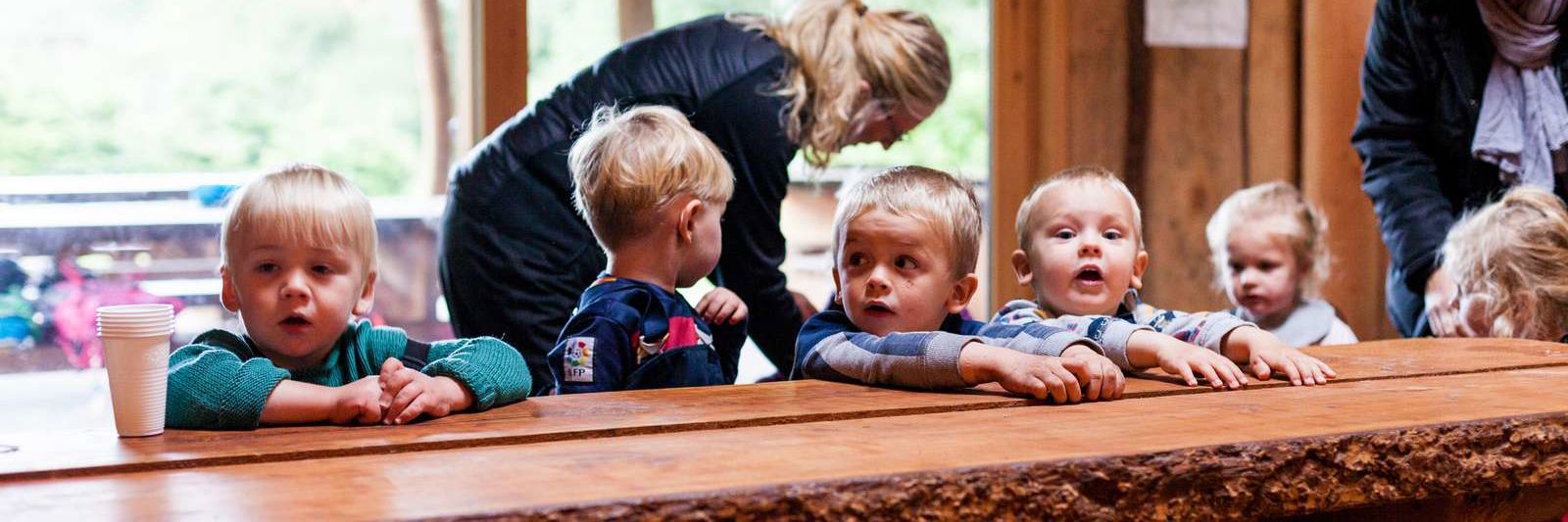 Birkelselegeplads børn ved bjælkebord